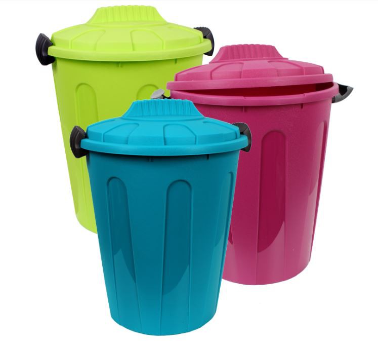Wäschetonne Abfalleimer Mülleimer farbig mit Deckel 23 Liter 3 Stück
